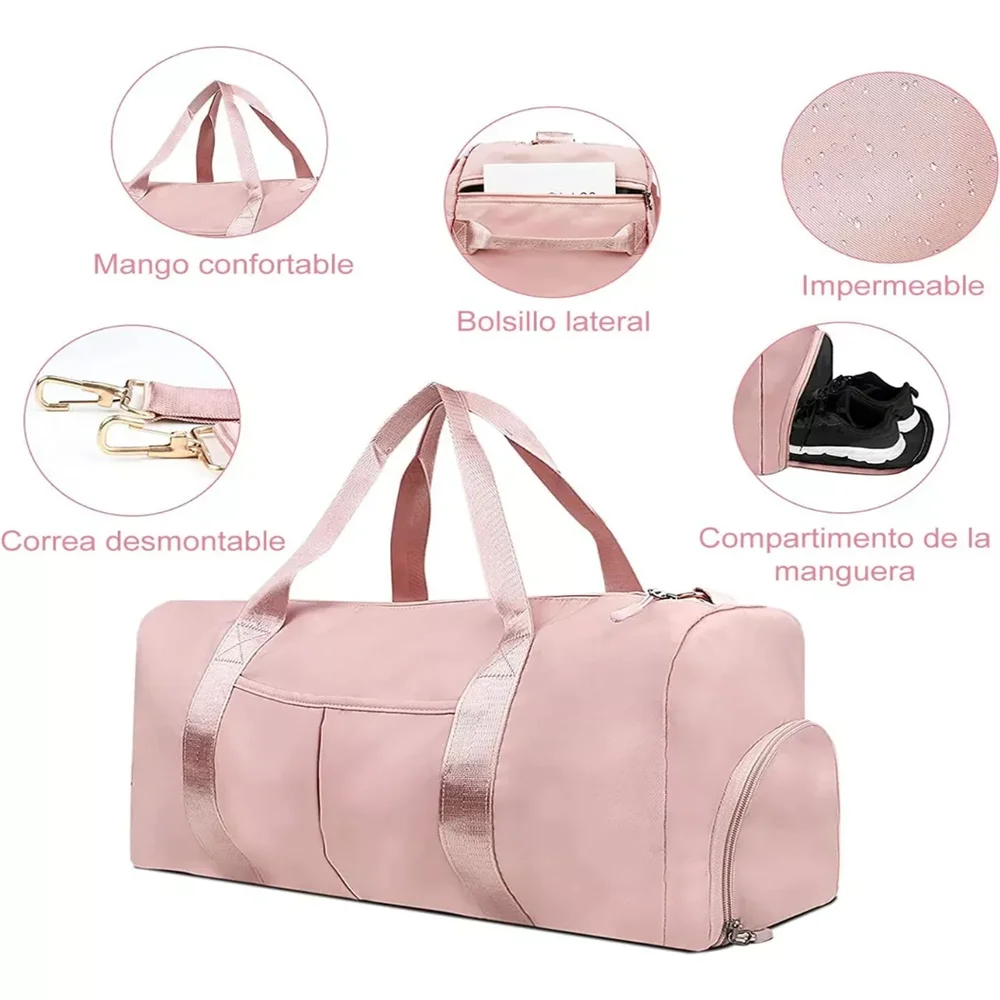 Men's gym bag with shoe compartment and wet bag, women's airplane travel duffel bag, sports fitness tote bag for swimming yoga