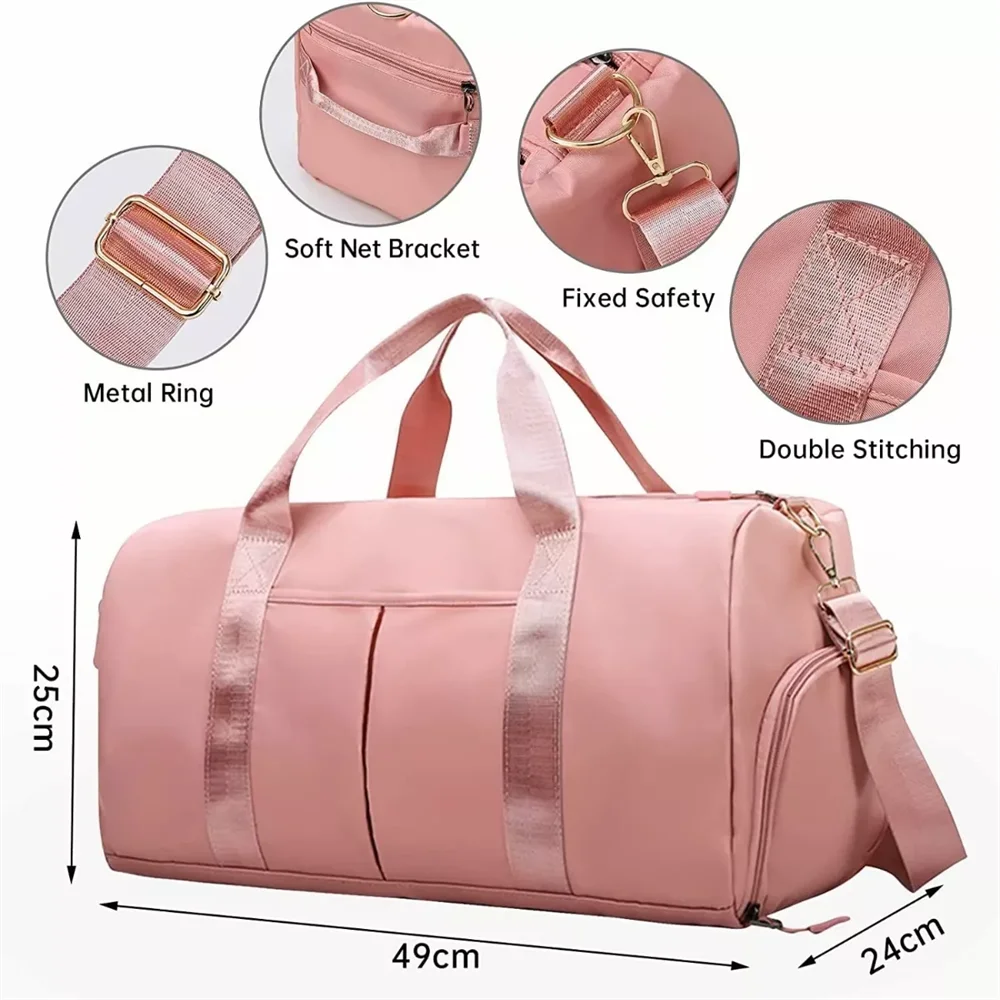 Men's gym bag with shoe compartment and wet bag, women's airplane travel duffel bag, sports fitness tote bag for swimming yoga